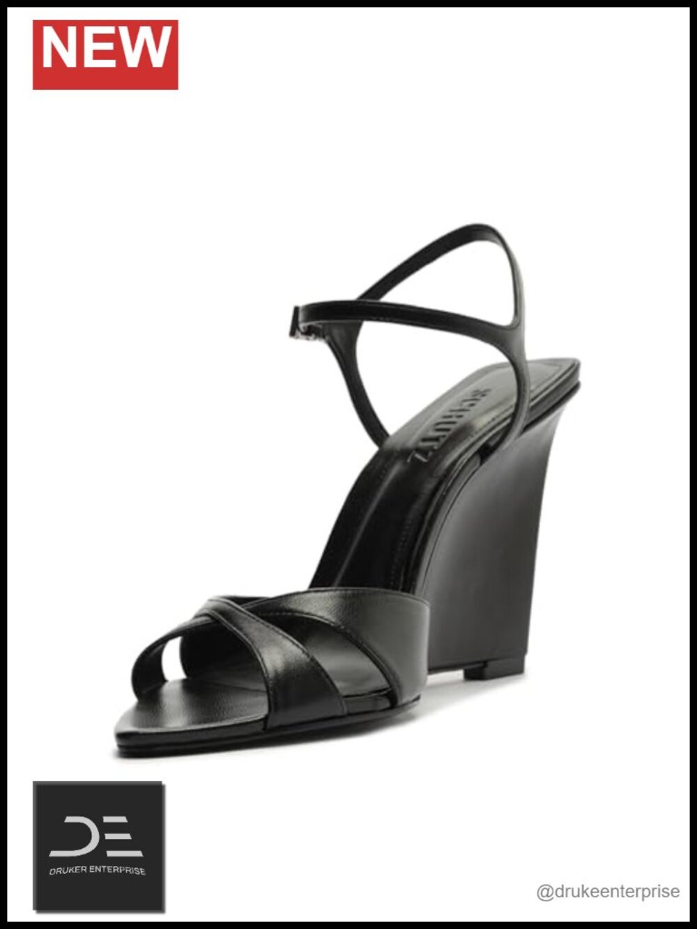 Women's Leather Wedge Sandals Ankle Strap Buckle